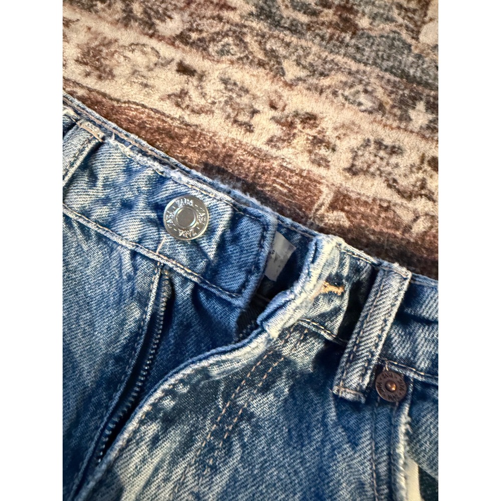 Zara High Waisted Distressed Straight Leg Jeans Light Wash Blue Size 4 - Picture 5 of 6